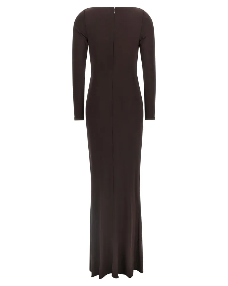 Elisabetta Franchi Draped Crêpe Jersey Dress — Brown Brown