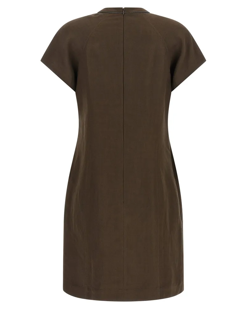 Brunello Cucinelli Viscose Linen T-Shirt Dress — Brown Brown
