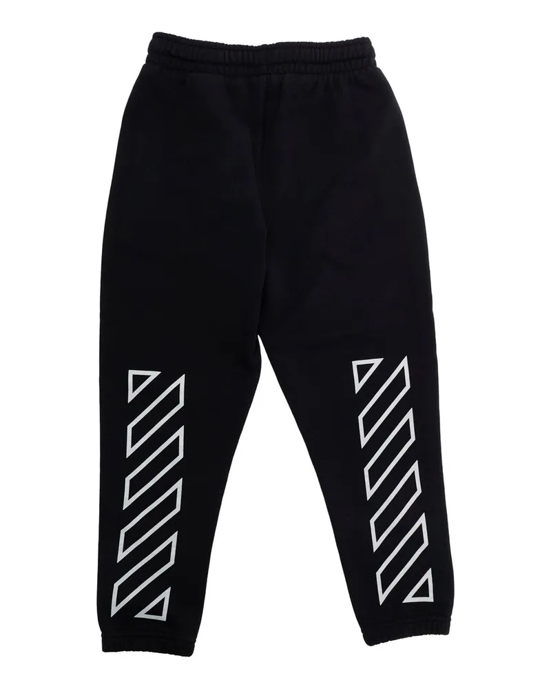 OFF-WHITE Boys' Sweatpants Bookish Diag Black Cotton Trousers Black