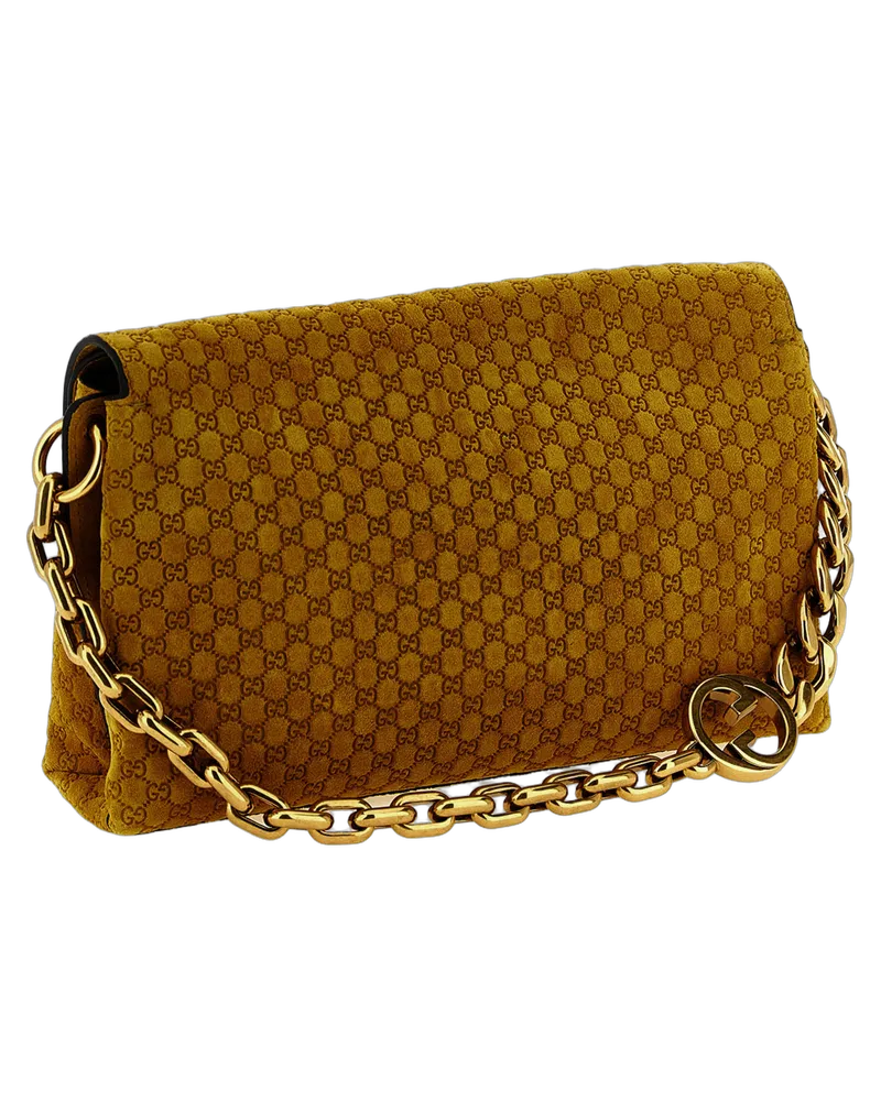 Gucci Women's Bicolor Calfskin Shoulder Bag Yellow