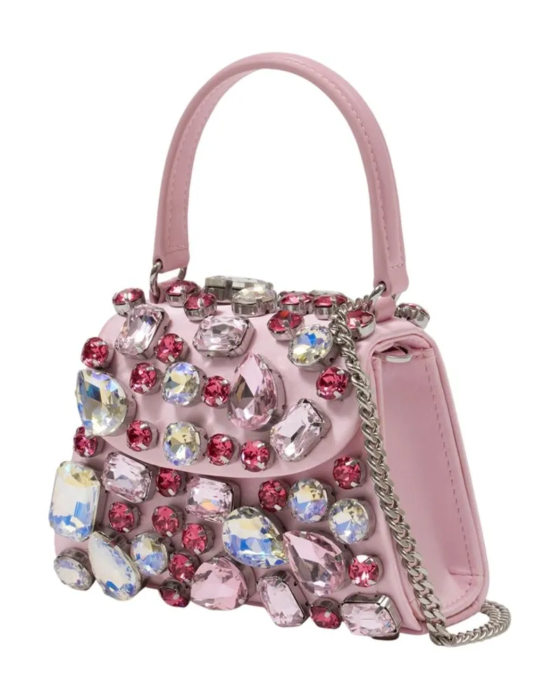 Self-Portrait Women's Crystal Mini Bag - Self Portrait Satin Pink Handbags-Purses Pink