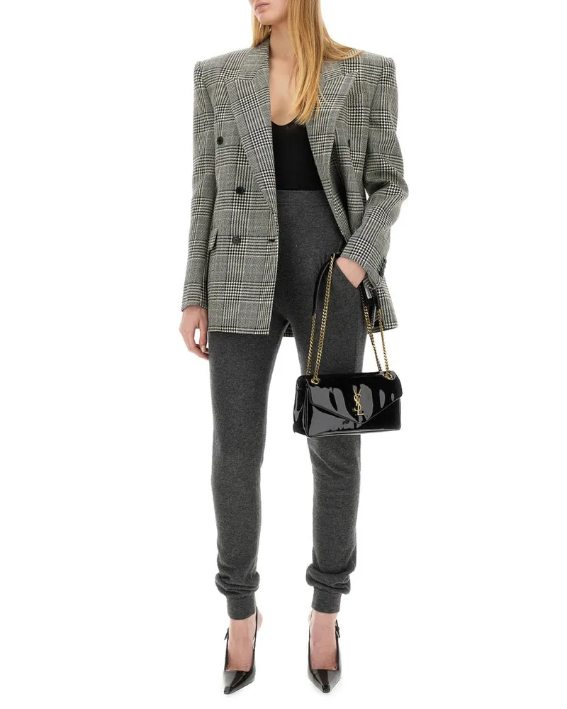 Saint Laurent Cashmere-Wool Blend Leggings — Gray Gray