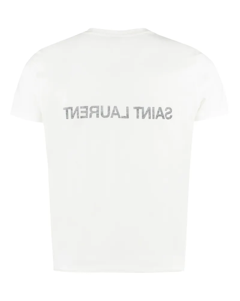 Saint Laurent Logo-Print Cotton T-Shirt — White White