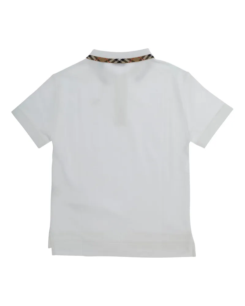 Burberry Check-Collar Cotton Polo Shirt — White White