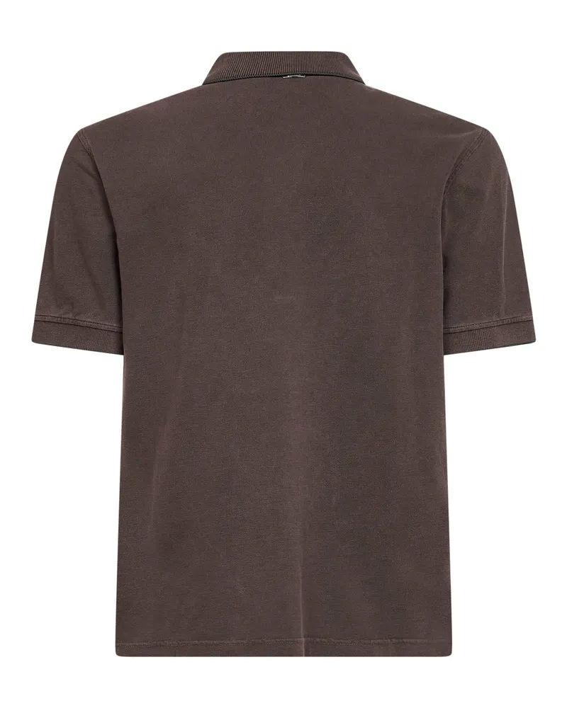 Herno Pigment-Dyed Cotton Piqué Polo Shirt — Brown Brown