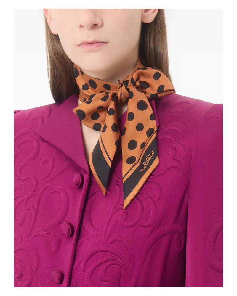 Valentino Garavani Polka-Dot Silk Scarf — Orange Orange