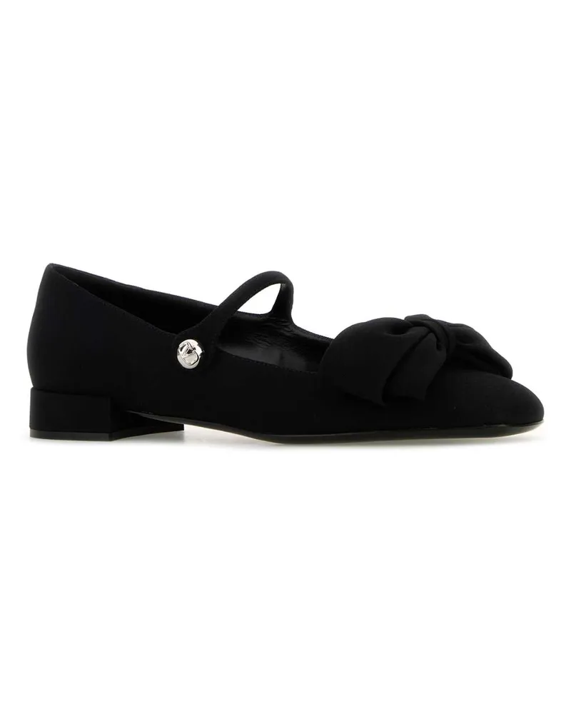 Valentino Garavani Women's Black Crepe Bowjane Ballerinas Nero Ballerine Flat Shoes Black