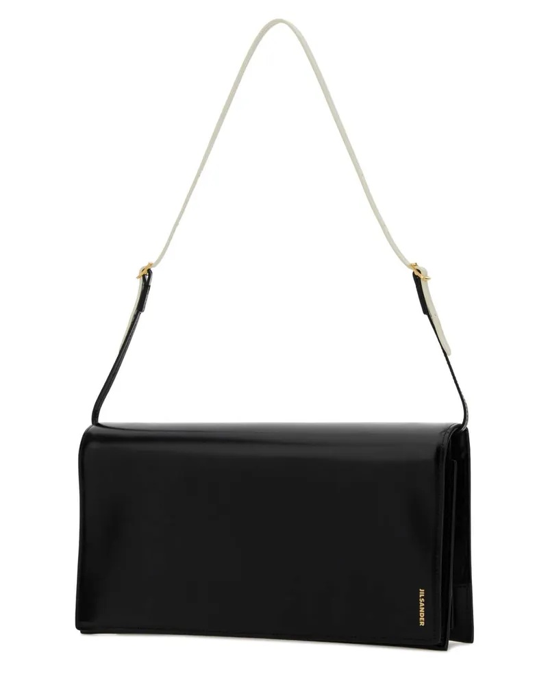 Jil Sander Women's Black Leather Medium File Shoulder Bag Borse A Mano Black