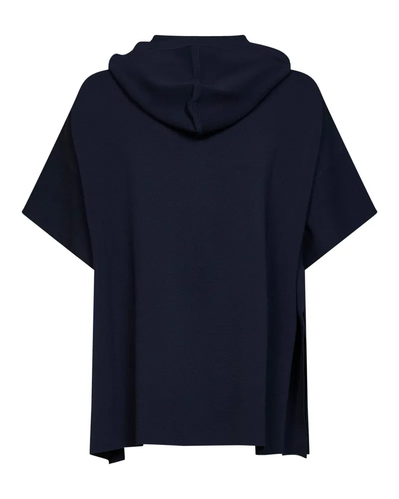 Max Mara Milano-Knit Viscose Hooded Cardigan — Navy Navy