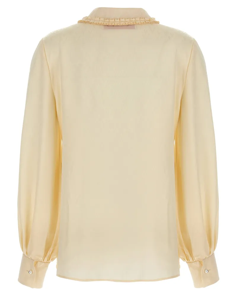 Valentino Garavani Toute La V Jacquard Blouse — Cream Cream