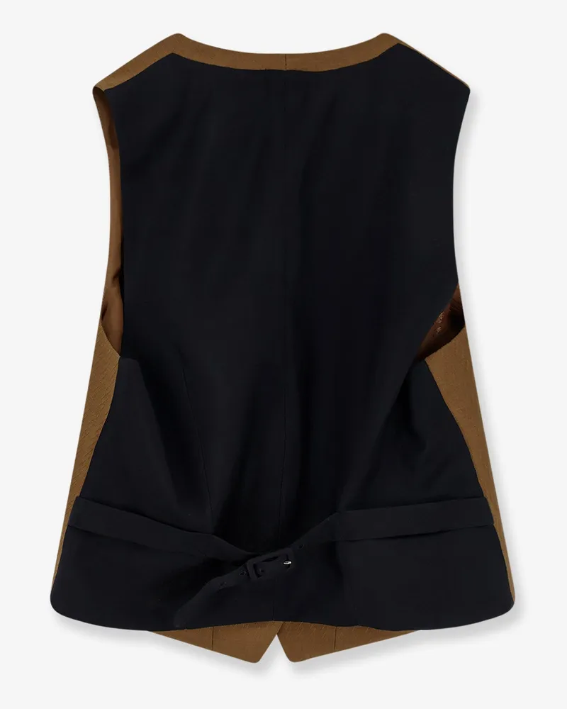 Burberry Women's Vest Warren Wool & Mohair Brown Blazers Jacket Brown