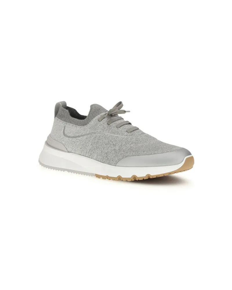 Brunello Cucinelli Men's Gray Cotton Athletic Sneakers Gray