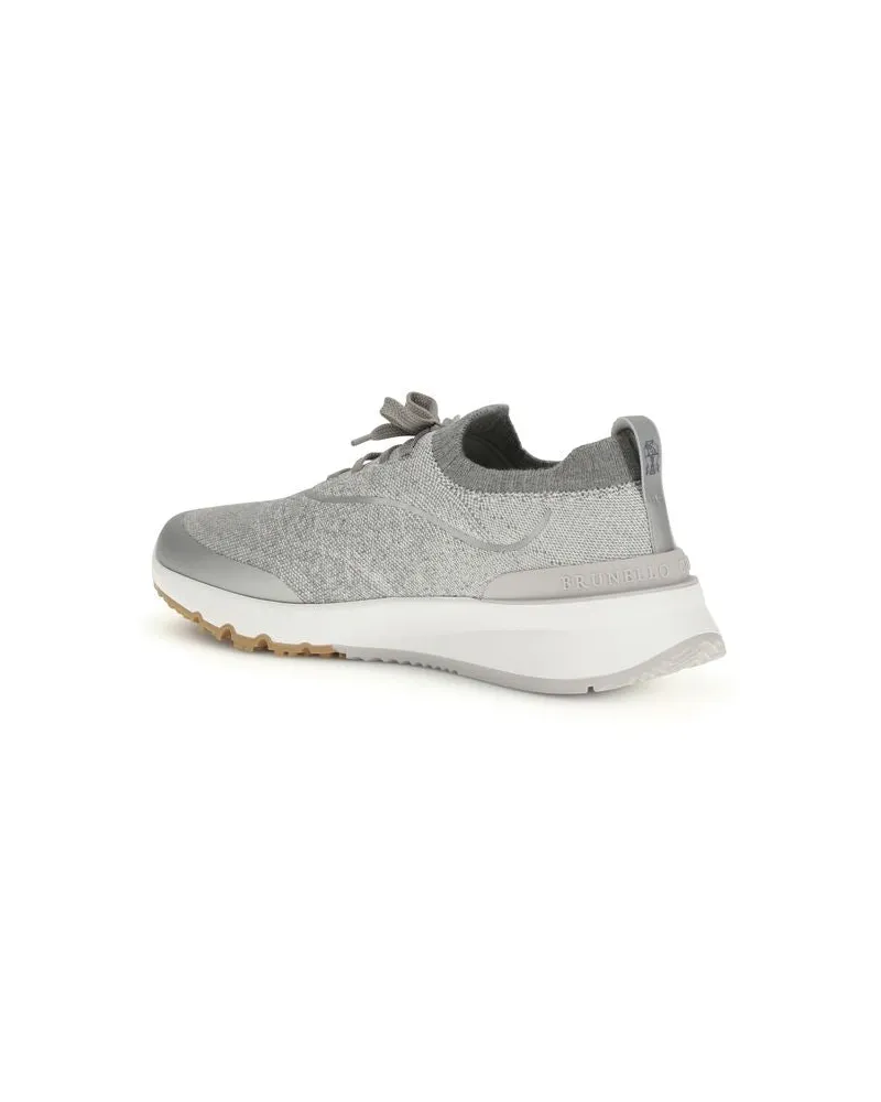 Brunello Cucinelli Men's Gray Cotton Athletic Sneakers Gray