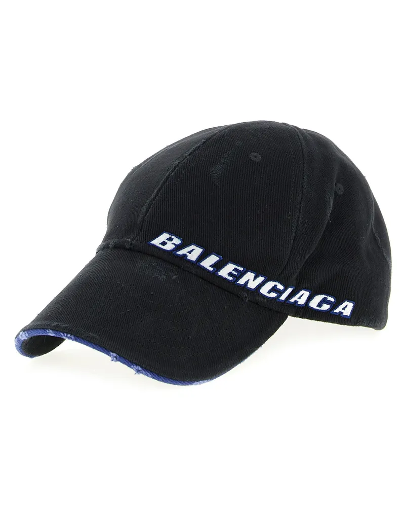 Balenciaga Logo-Embroidered Baseball Cap — Black Black