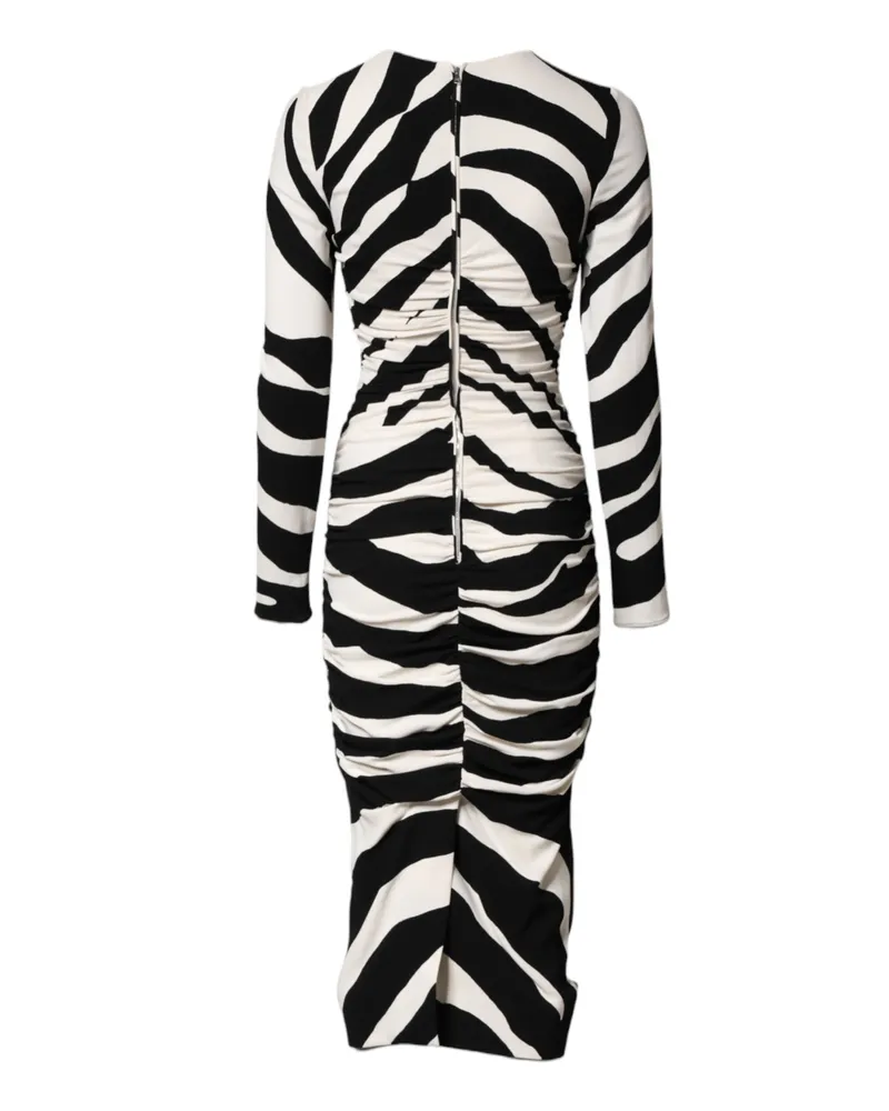 Dolce & Gabbana Zebra-Print Silk Dress — Black Black