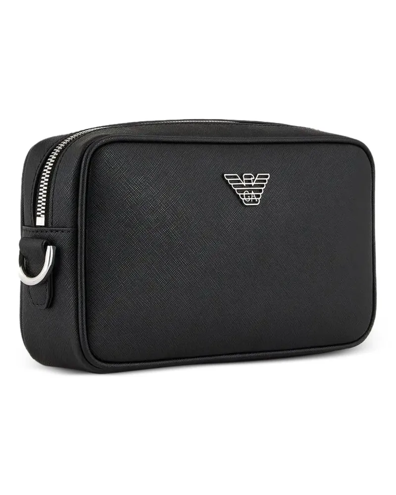 Emporio Armani Logo-Plaque Nylon Clutch — Black Black
