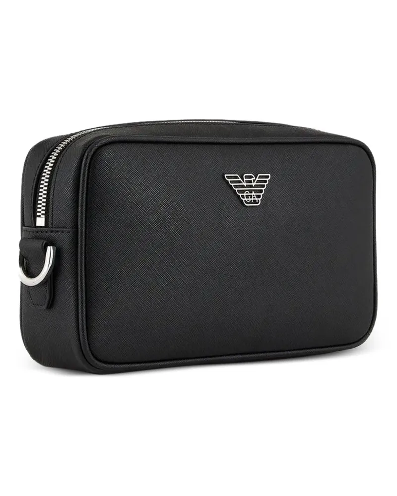 Emporio Armani Logo-Plaque Nylon Clutch — Black Black