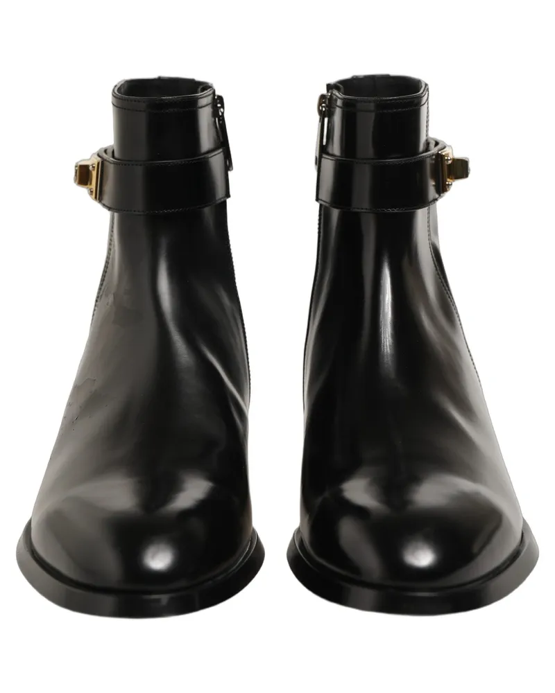 Dolce & Gabbana Logo-Buckle Strap Boot — Black Black