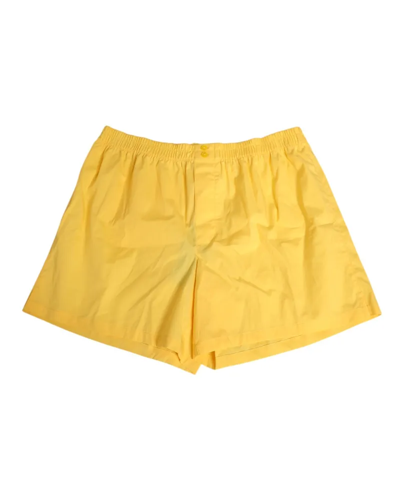 Dolce & Gabbana Men Yellow Cotton Elastic Waistband Short Swimwear Yellow