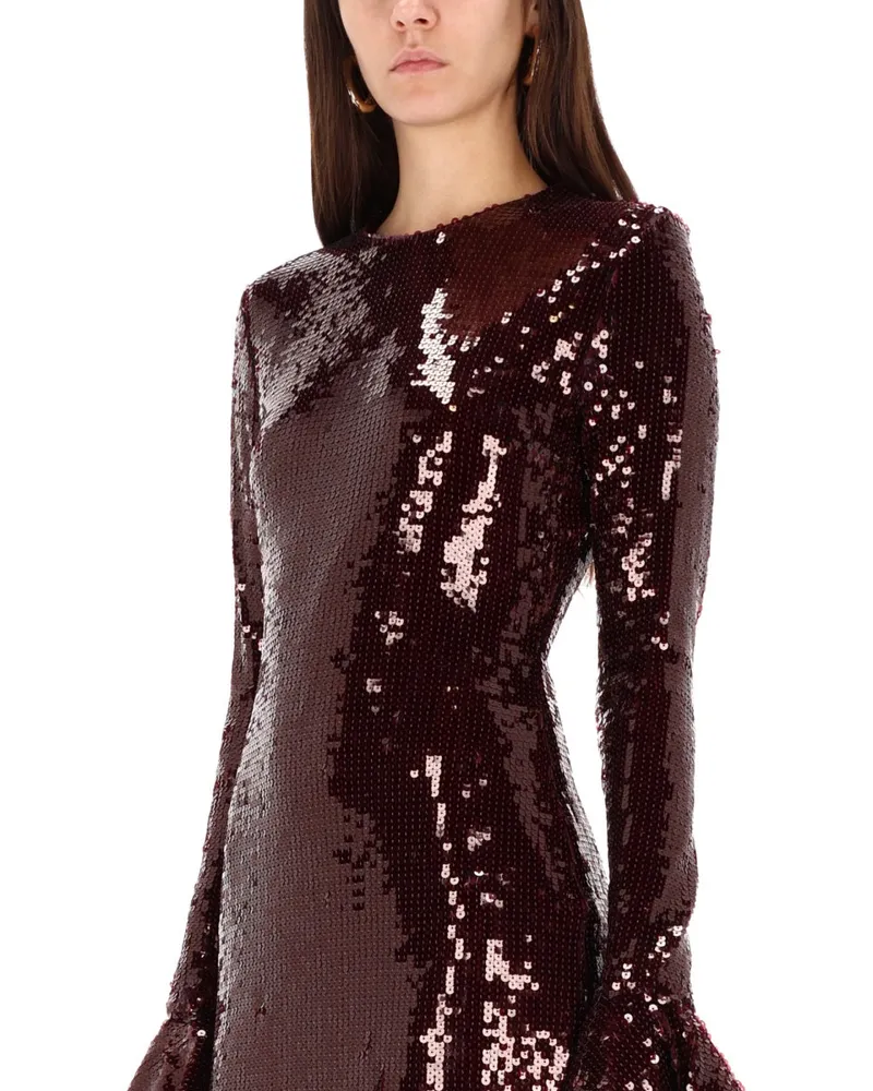 ROTATE Birger Christensen Sequined Mini Dress — Red Red