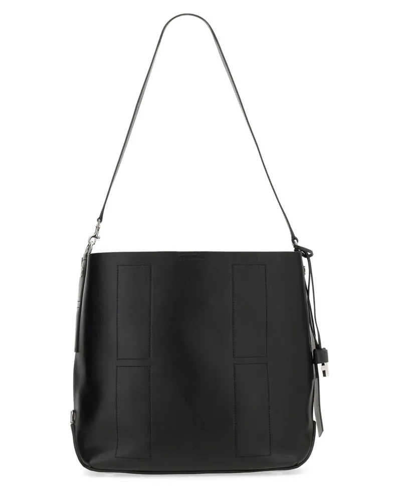 Hogan Women's Medium Hobo Bag Hocket Black Leather Handbags Hand Black