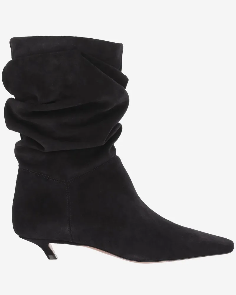 Amina Muaddi Women's Boots Jamie Suede Leather Black Black
