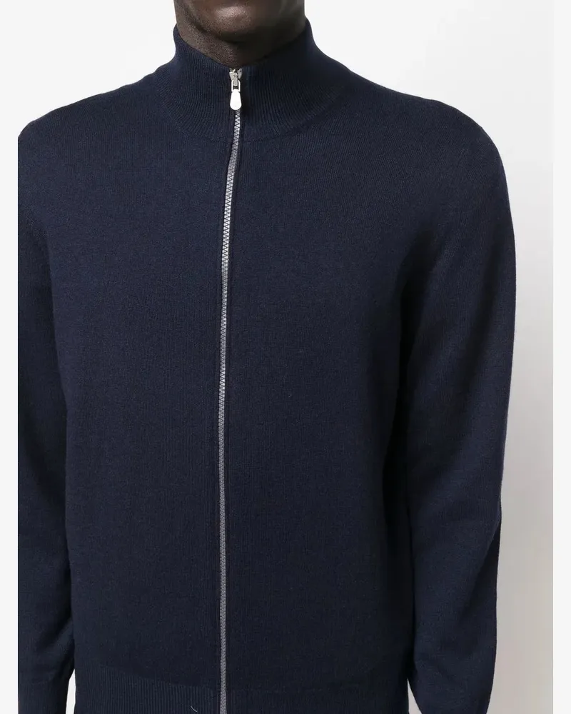 Brunello Cucinelli Women's Funnel Neck Zip-Up Cashmere Jumper Aw25 M Navy