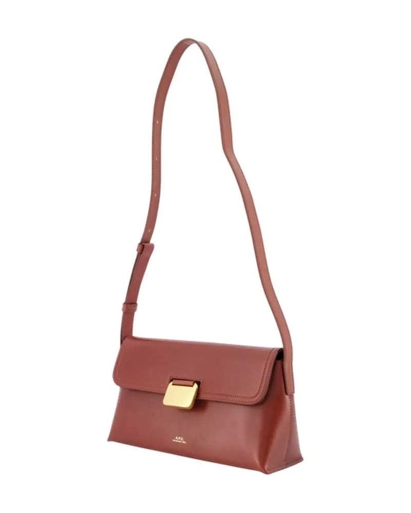 A.P.C. Women's Simone Small Shoulder Bag -  Leather Burgundy Cowhide Shoulder-Hobo-Bags Red