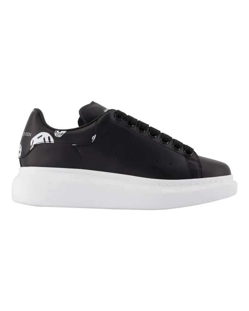 Alexander McQueen Women's Oversized Black Leather Sneaker Calfskin Black
