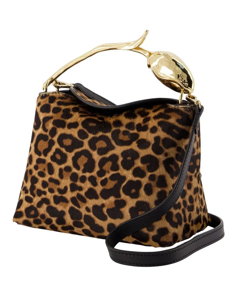 Erdem Women's Mini Bloom Handbag -  Leather Leopard Print Brown Calfskin Bags Handbags-Purses Brown