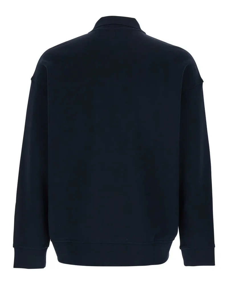 Emporio Armani Men's Polo-Collar Sweatshirt Blue Cotton Sweatshirts Sweater Navy