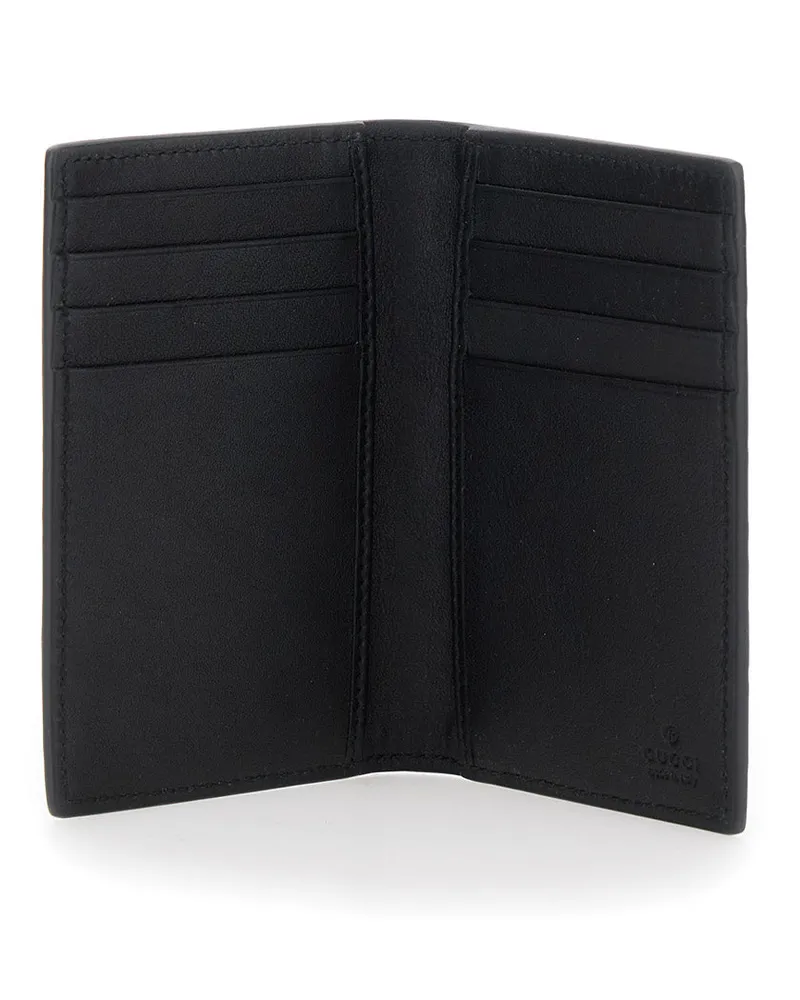 Gucci Men's Bi-Fold Wallet Gg Hammered Leather Black Calf Black