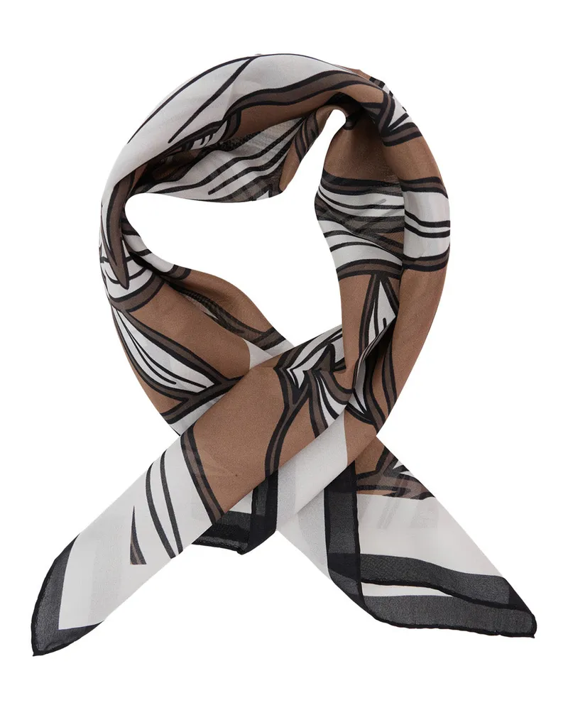 Brunello Cucinelli Geometric Print Silk Scarf — Brown Brown