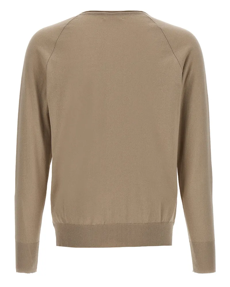 MA'RY'YA V-Neck Cotton Sweater — Beige Beige