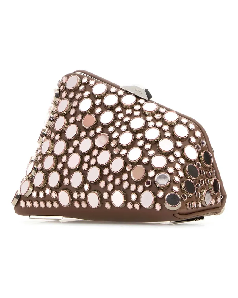 ATTICO Women's Embellished Leather Midnight Clutch Mud Bronze