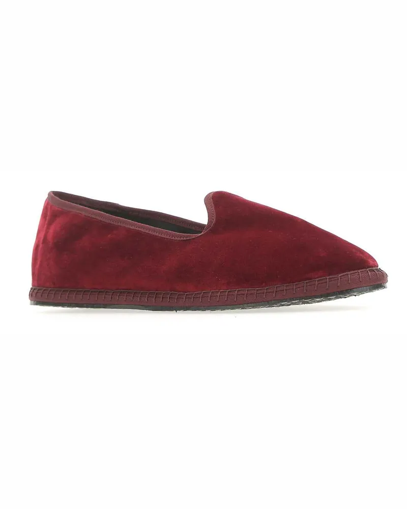 VIBI VENEZIA Women's Bordeaux Velvet Ballerinas Ballerine Flat Shoes Red