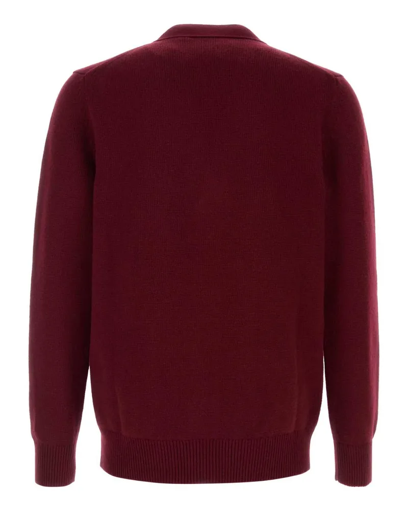 Gucci Men's Burgundy Wool Blend Cardigan Bordeauxwhitemc Mix Cashmere Maglieria Sweater Red
