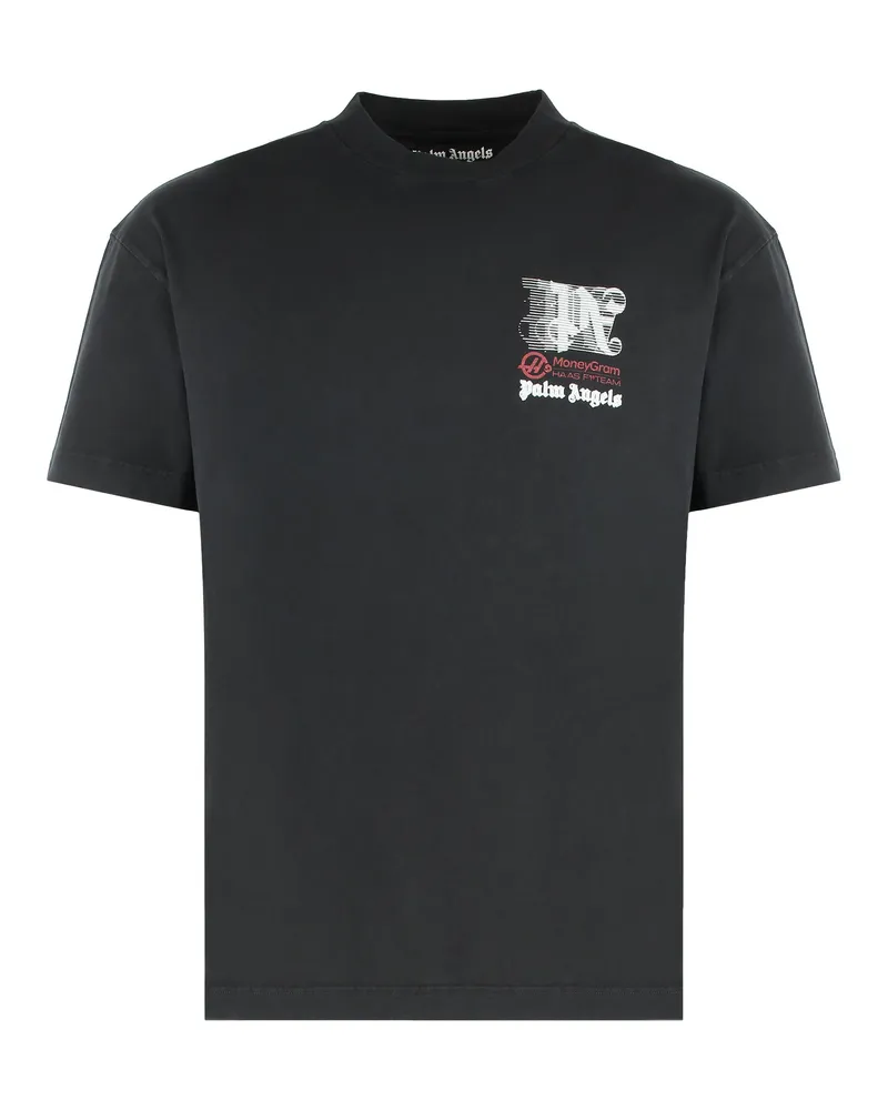 Palm Angels Men Paxhaas Racing Club T-Shirt Black Cotton T-Shirts And Polos Black