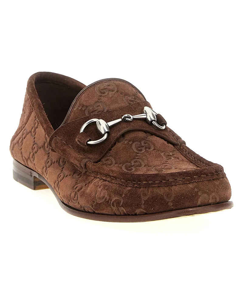 Gucci Embossed GG Suede Loafer — Brown Brown