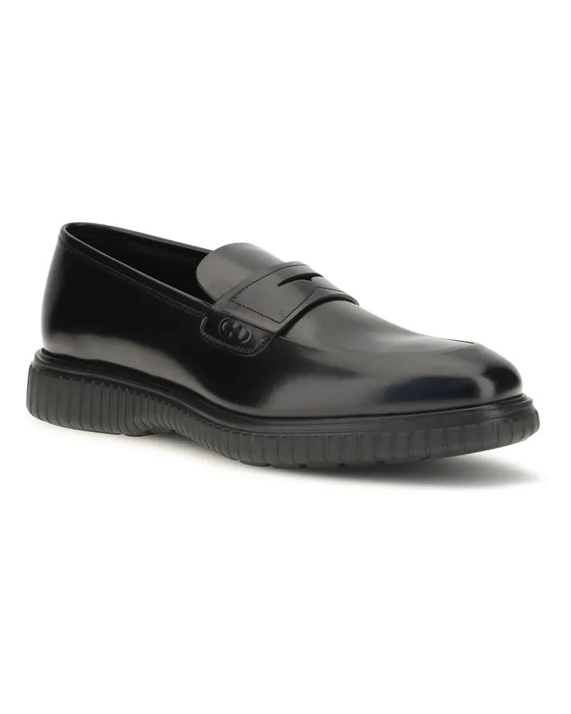 Ferragamo Brushed Calfskin Loafer — Black Black