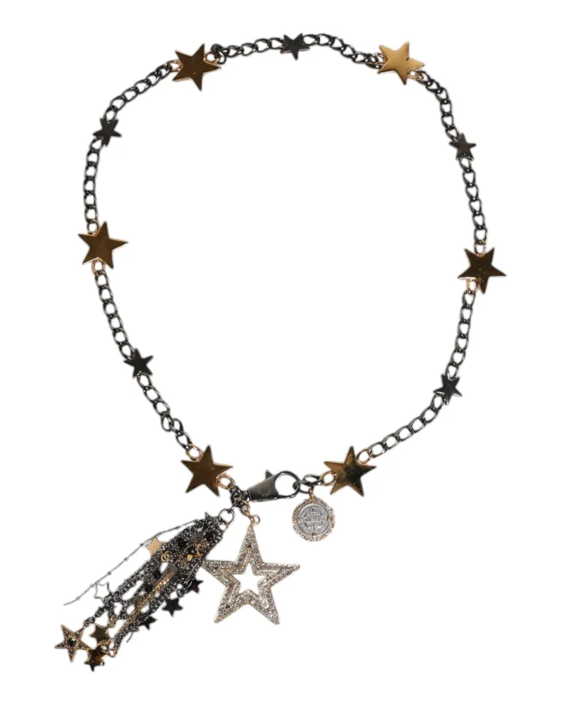 Dolce & Gabbana Women Silver Gold Brass Embellished Waist Chain Belt Glass Gold