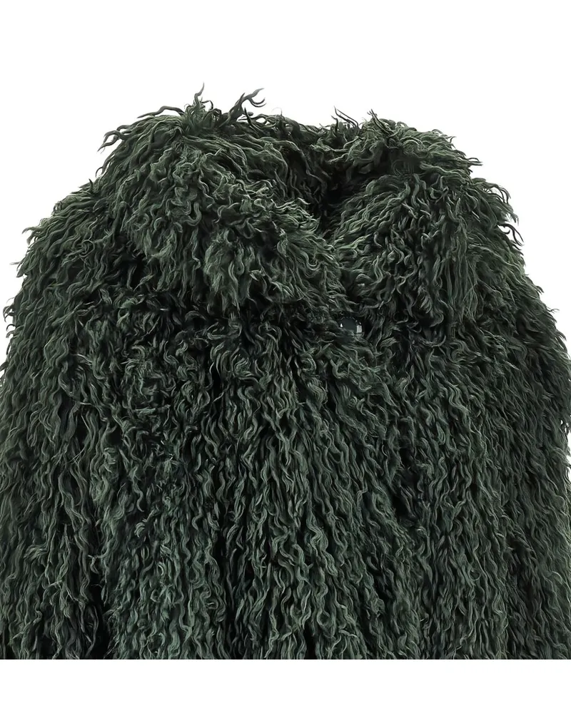Emporio Armani Faux-Shearling Shaggy Coat — Green Green