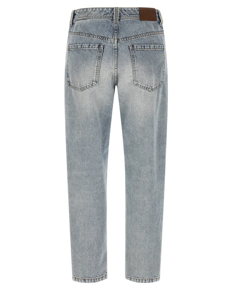Brunello Cucinelli Women's Blue Cotton Tapered Jeans Clothing Blue