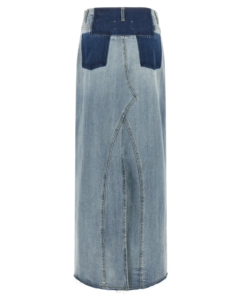 Maison Margiela Two-Tone Denim Skirt — Blue Blue
