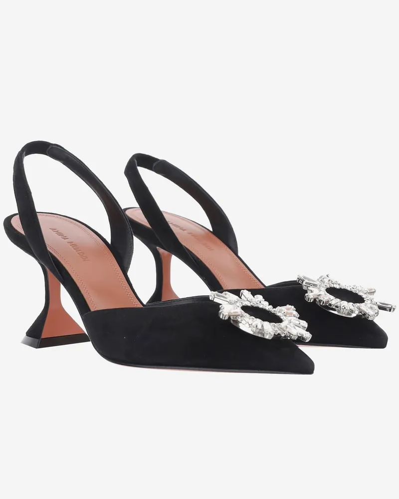 Amina Muaddi Women's Slingbacks Begum Suede Black Shoe Black