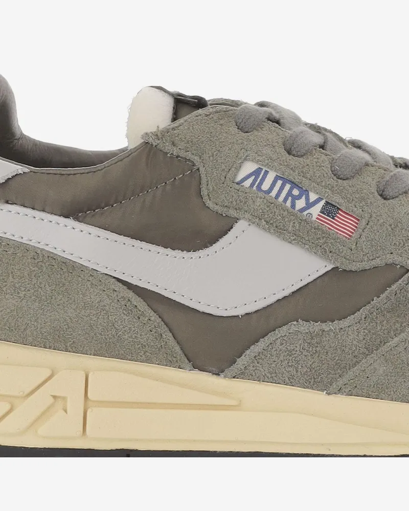 AUTRY Men's Sneakers Reelwind Low Olive Green Leather Trainers Green