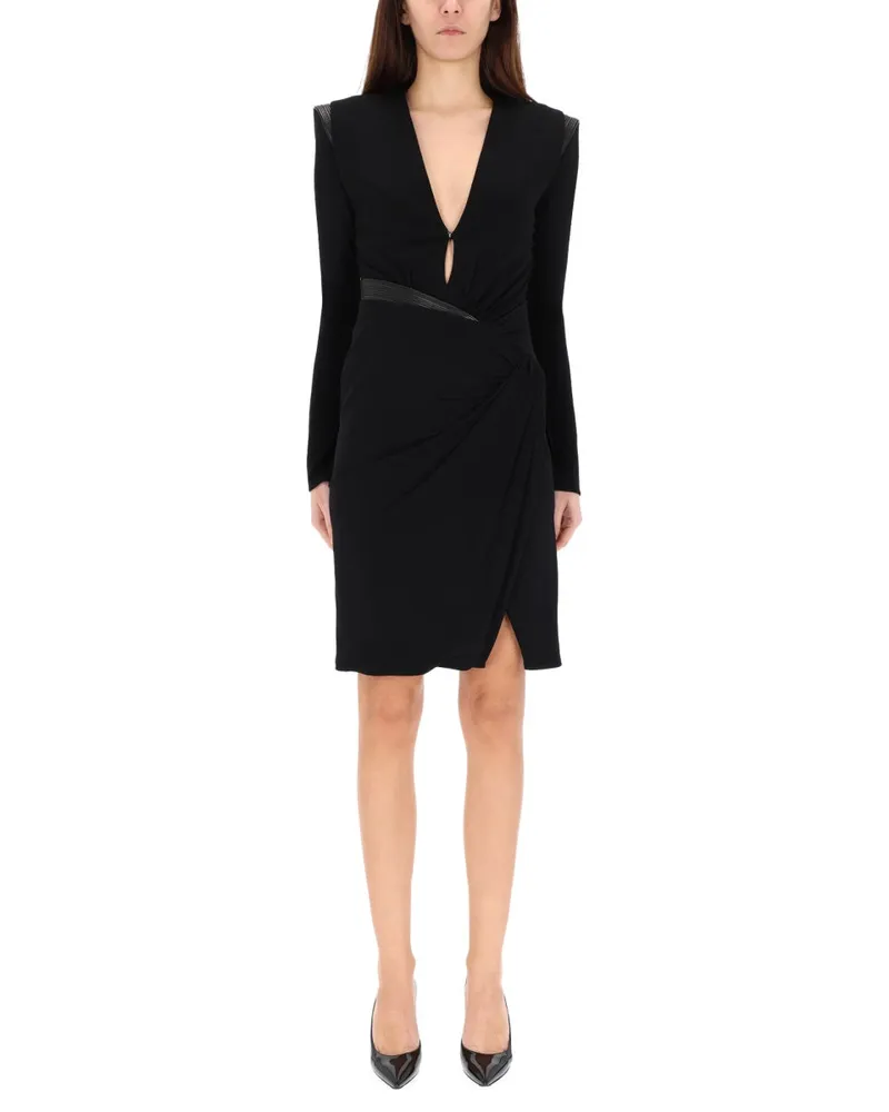 Versace V-Neck Mini Dress — Black Black