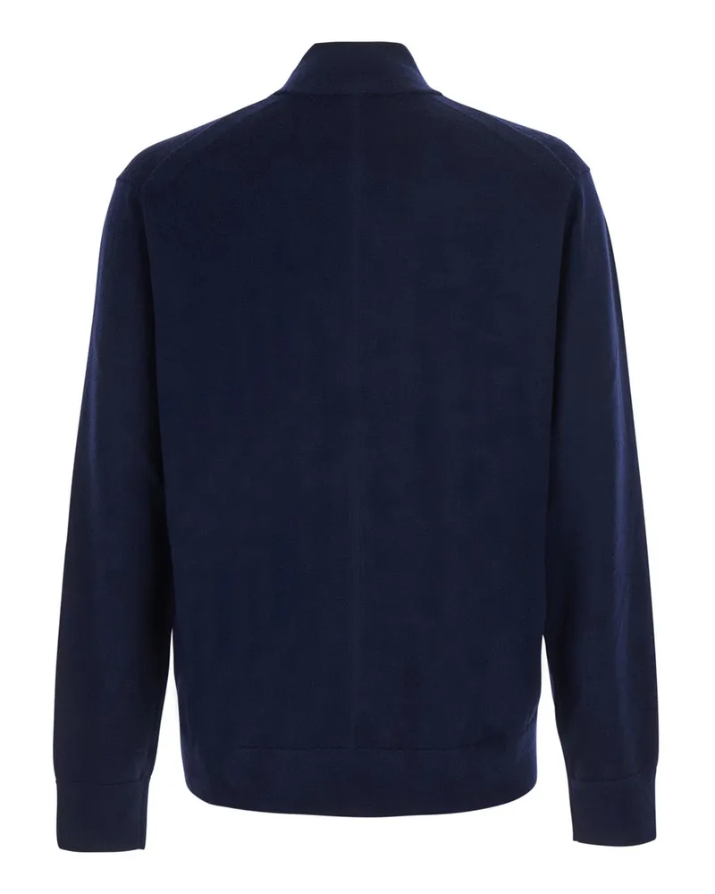 Calvin Klein Men's Half-Zip Blue Merino Sweater Wool Tops Top Navy