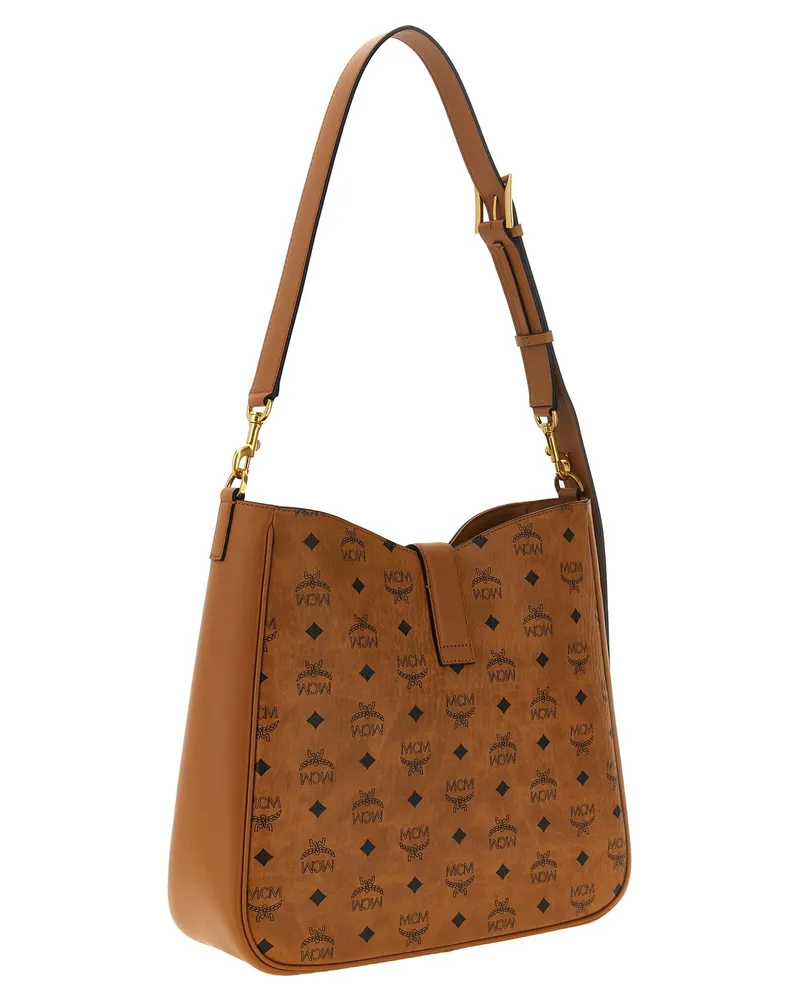 MCM Tracy Canvas Shoulder Bag — Tan Tan