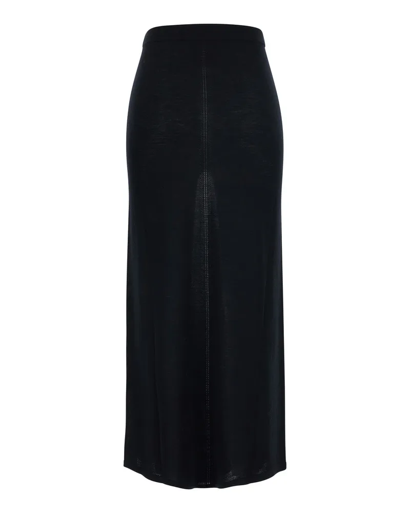 Semicouture Women's Knit Skirt Angie Black Virgin Wool Black